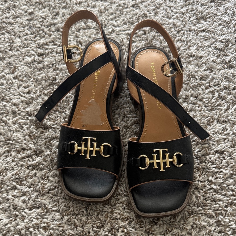 Tommy Hilfiger Black Sandals 7.5